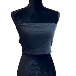 Hollister Shirt Womens Small Black Strapless Tube Top Double Knot Tie Back Crop